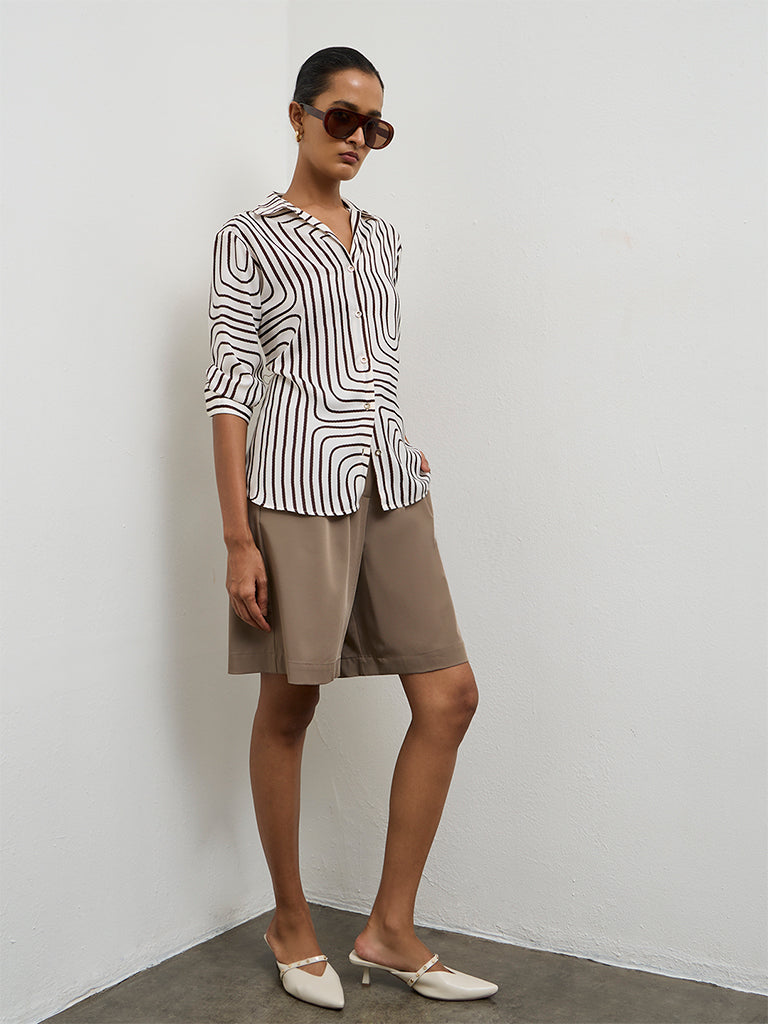 Wardrobe Ivory Geometric Printed Shirt