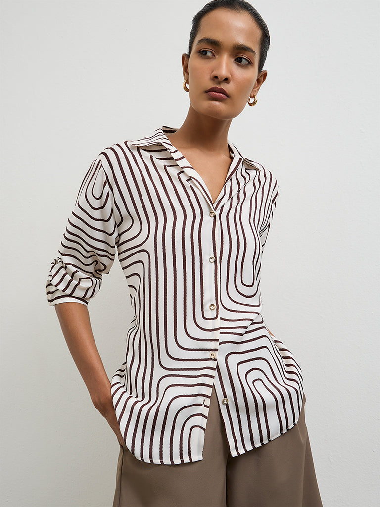 Wardrobe Ivory Geometric Printed Shirt