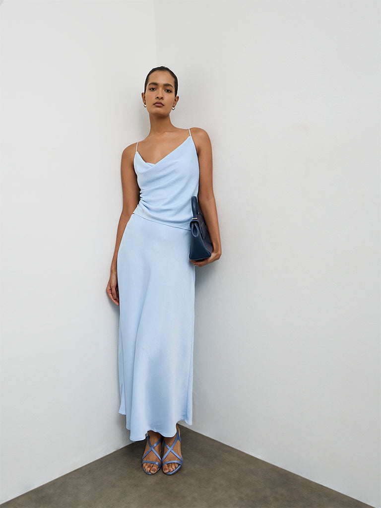 Wardrobe Light Blue Cowl-Neck Top