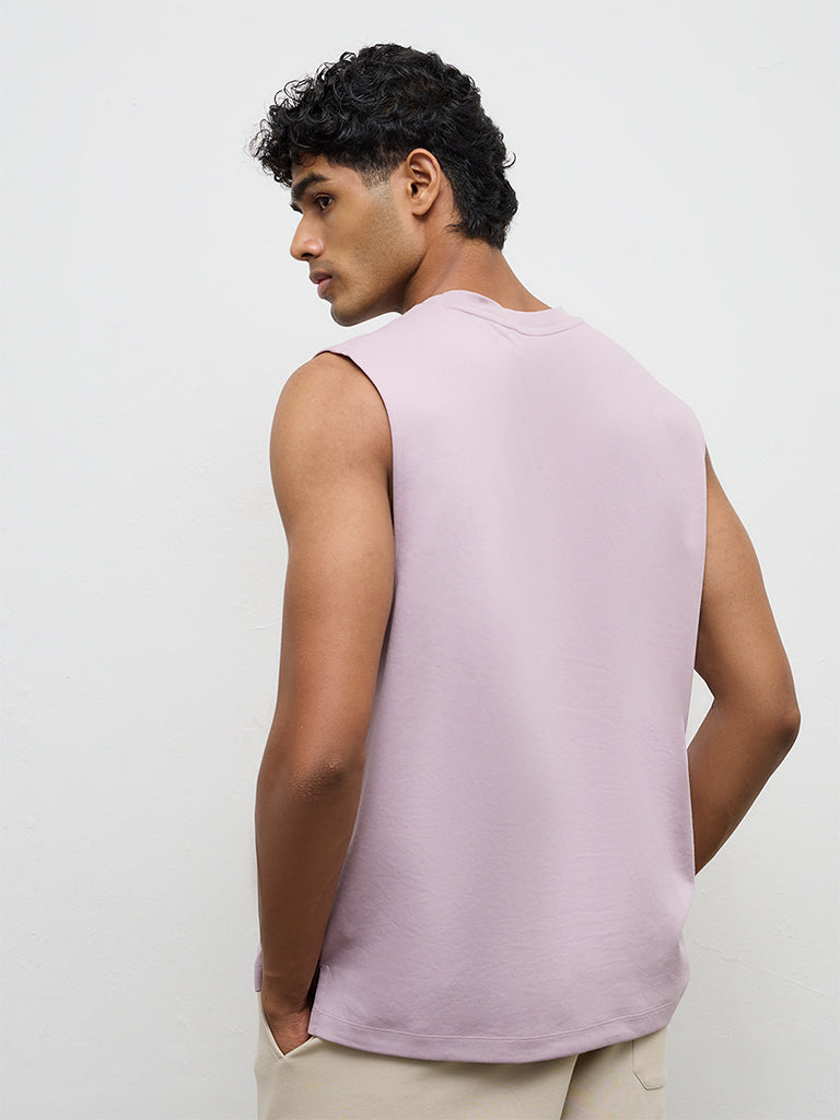 Nuoflexx Mauve Text-Detailed Relaxed-Fit T-Shirt