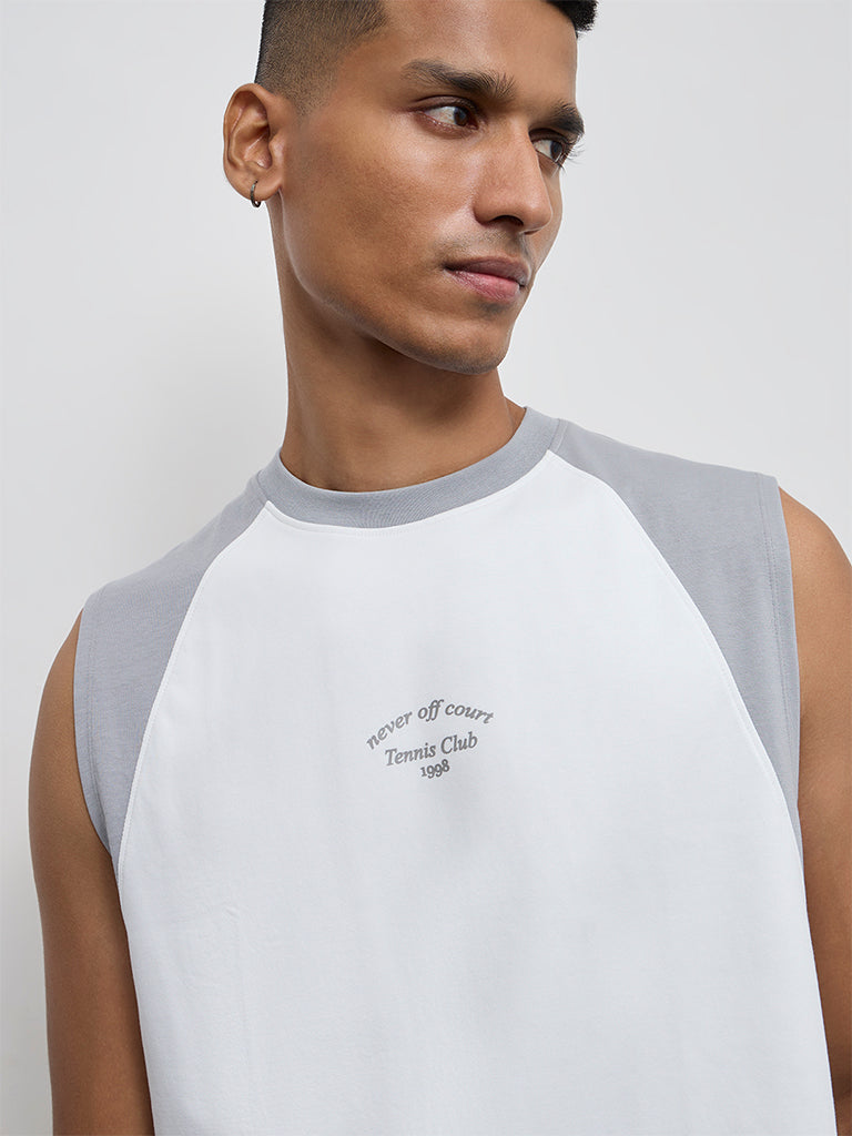 Nuoflexx Off-White Color-Blocked Relaxed-Fit Cotton-Blend T-Shirt
