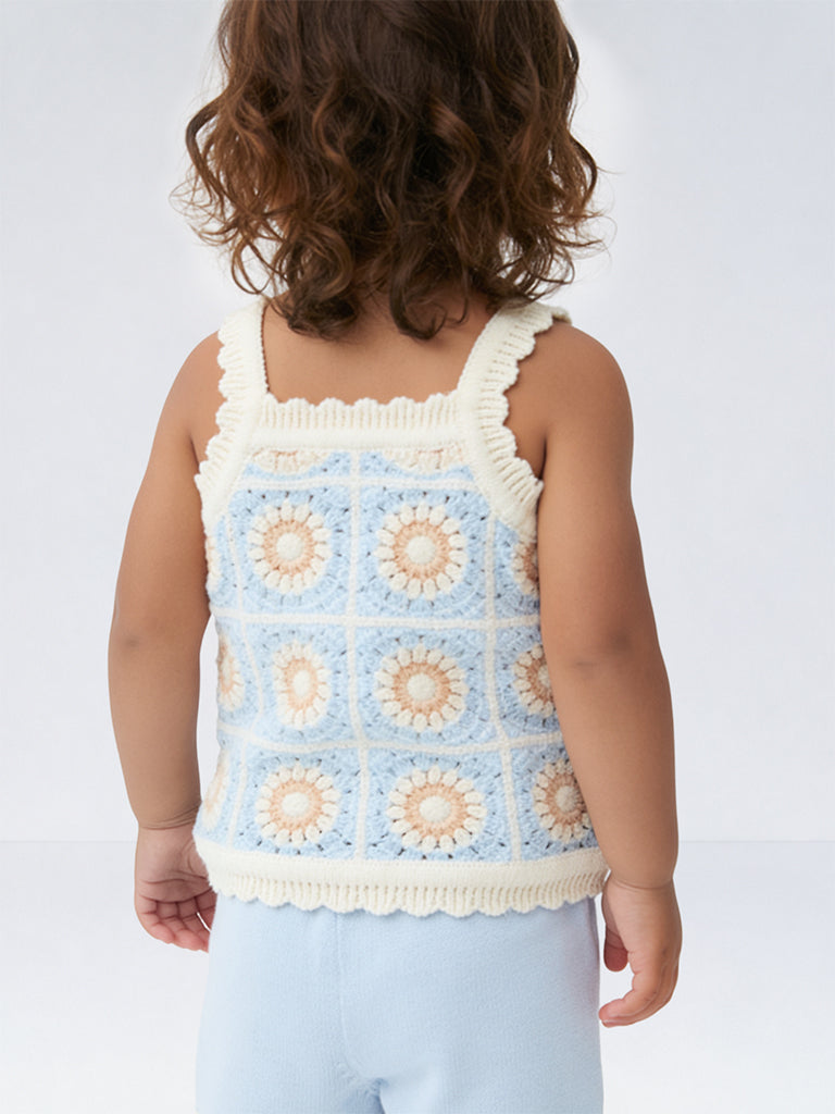 HOP Baby Girls Light Blue Embroidered Cotton Top and Shorts Set
