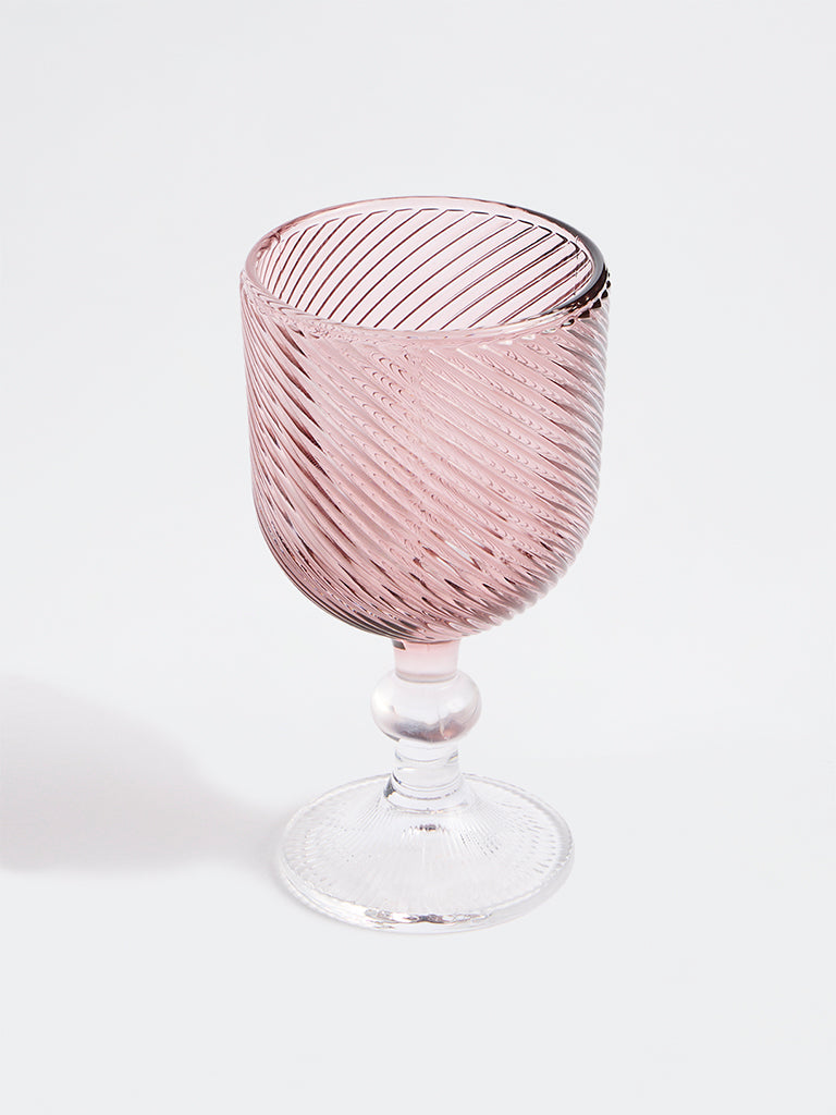 Westside Home Light Pink Ribbed Wine Glass