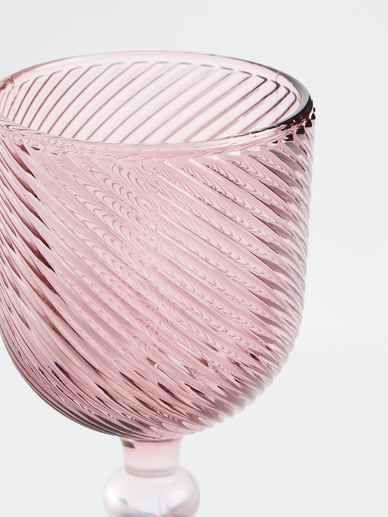 Westside Home Light Pink Ribbed Wine Glass