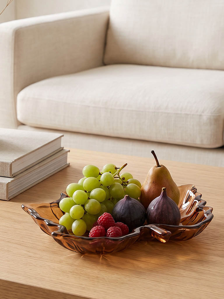 Westside Home Brown Glass Autumn Leaf Platter