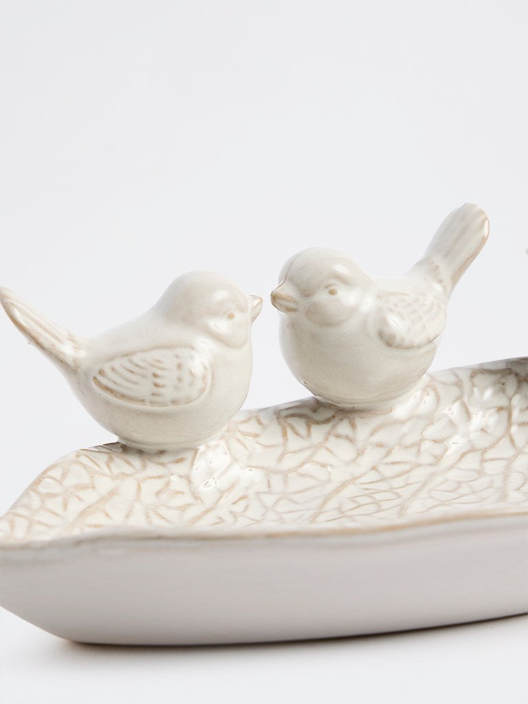 Westside Home White Ceramic Bird Platter