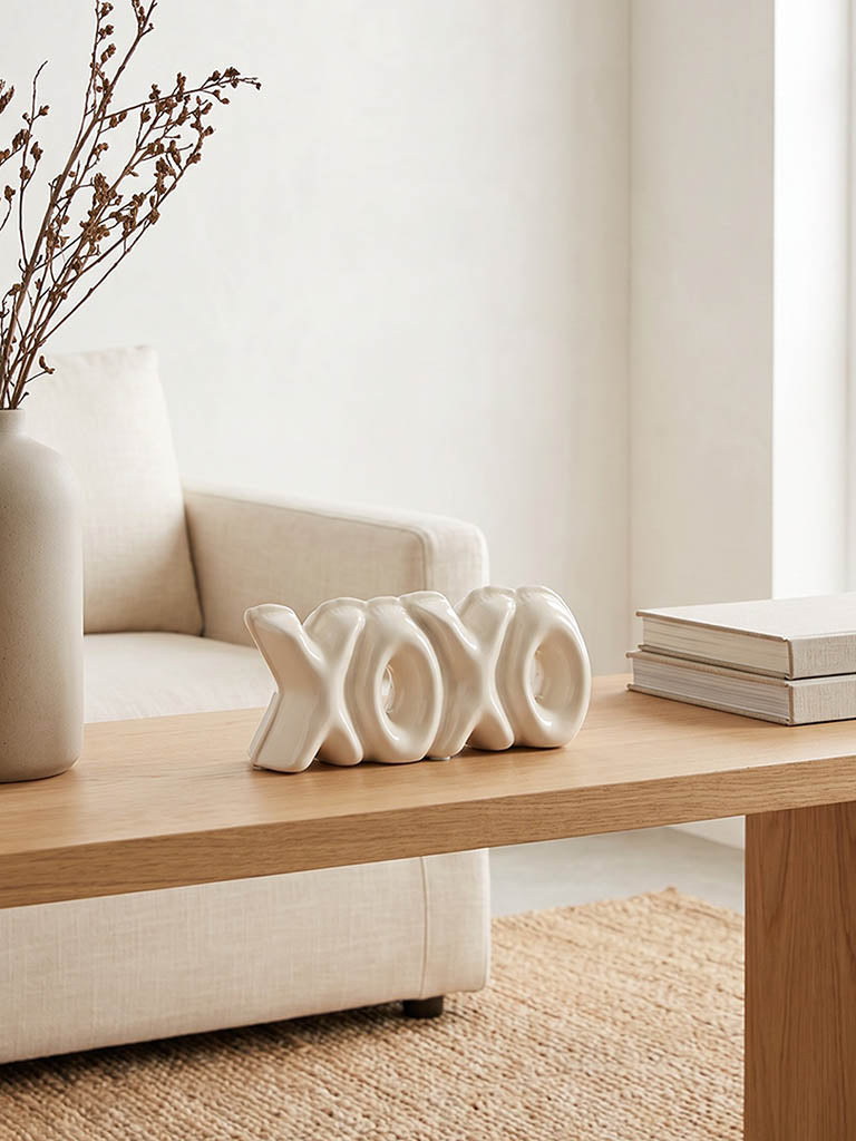 Westside Home Off-White Ceramic XOXO Decorative Object