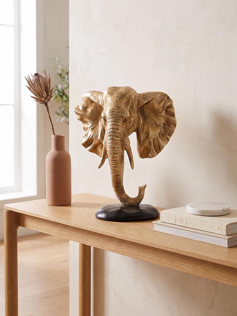 Westside Home Gold Resin Elephant Face Decorative Object