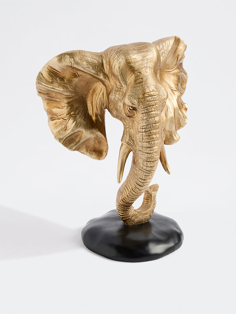 Westside Home Gold Resin Elephant Face Decorative Object