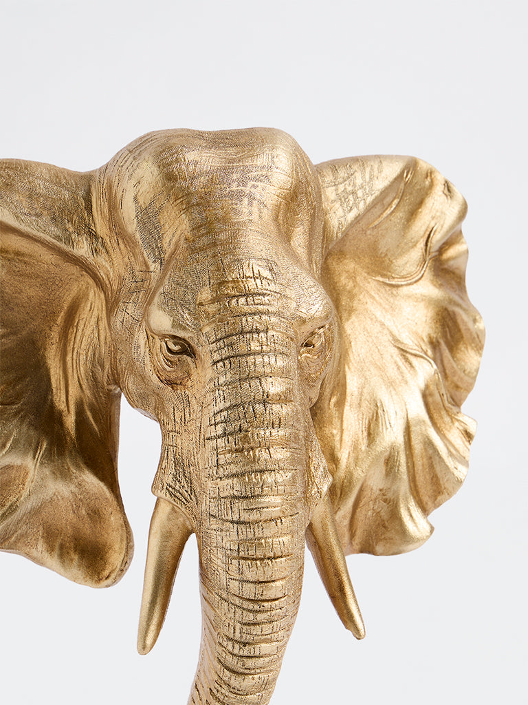 Westside Home Gold Resin Elephant Face Decorative Object