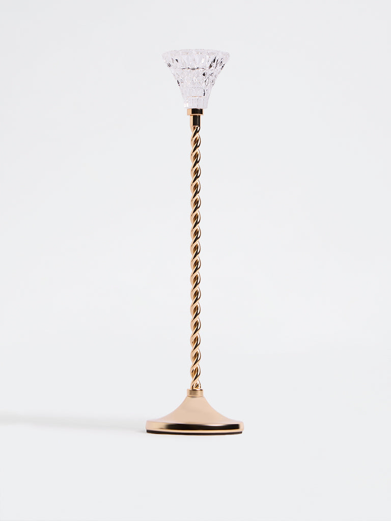 Westside Home Gold Metal Taper Candle Holder With Glass Cup