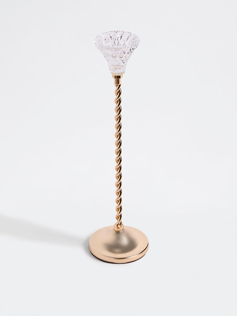 Westside Home Gold Metal Taper Candle Holder With Glass Cup