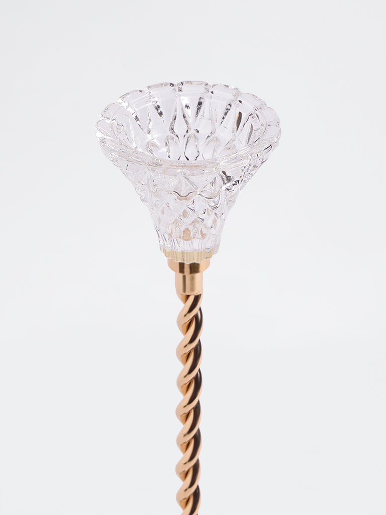 Westside Home Gold Metal Taper Candle Holder With Glass Cup