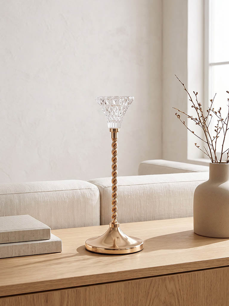 Westside Home Gold Taper Candle Holder With Glass Cup