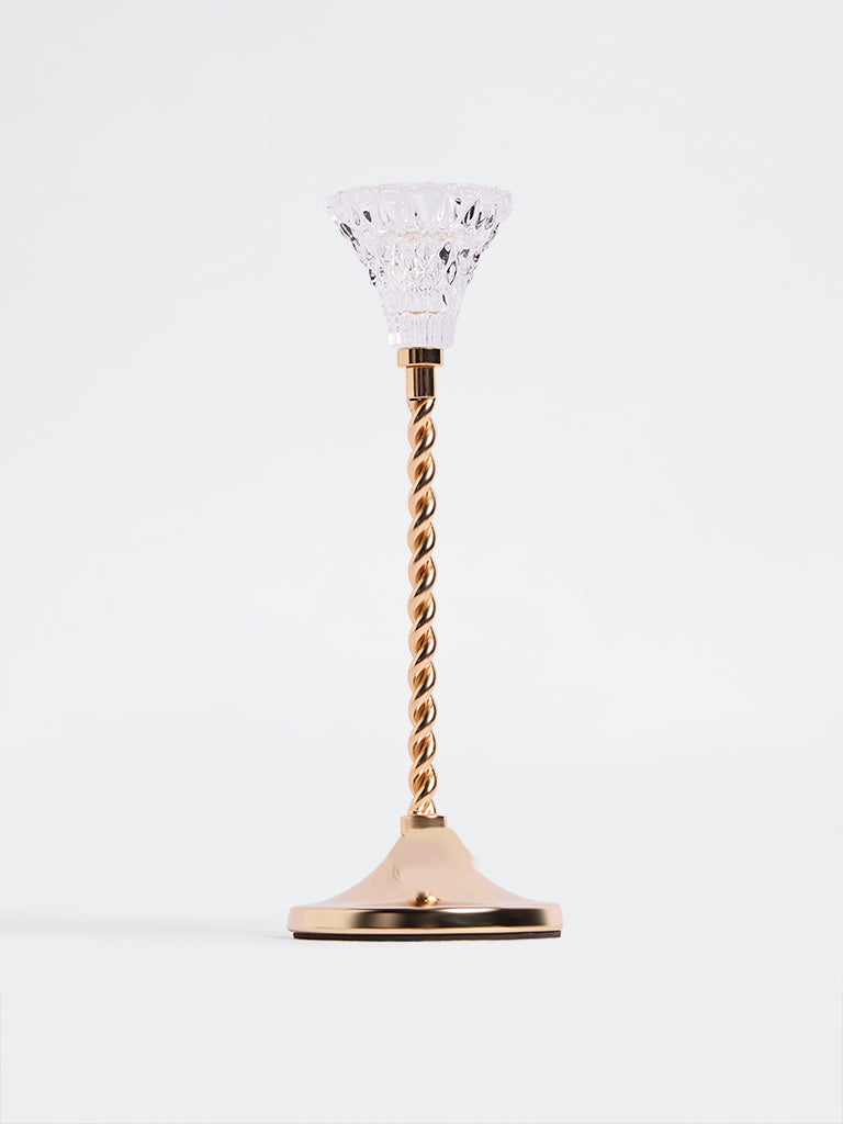 Westside Home Gold Taper Candle Holder With Glass Cup