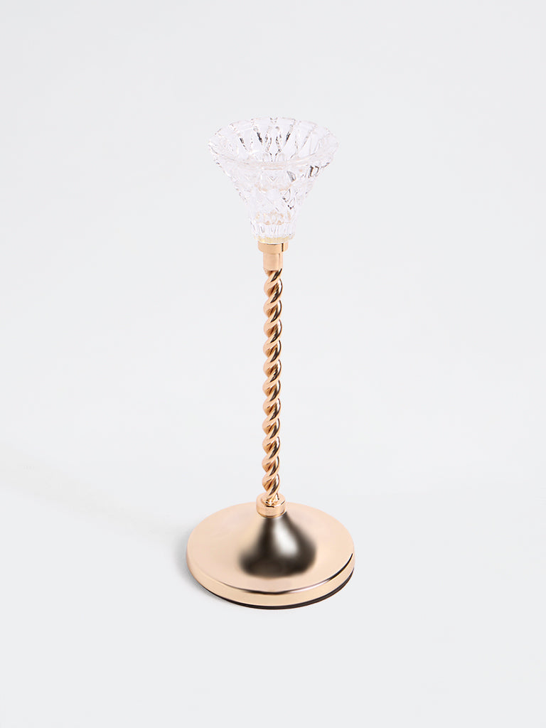 Westside Home Gold Taper Candle Holder With Glass Cup