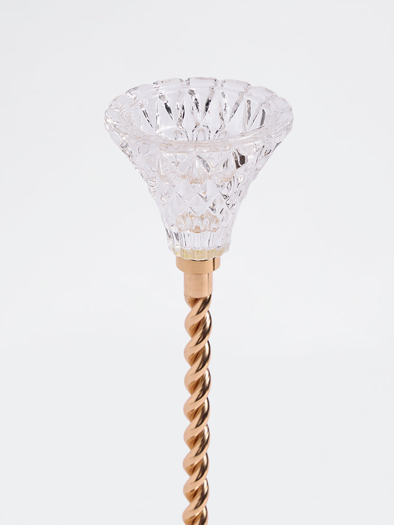 Westside Home Gold Taper Candle Holder With Glass Cup