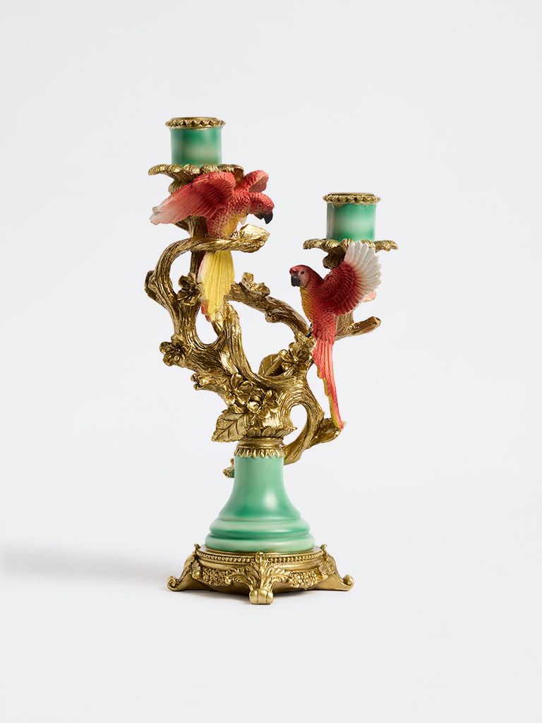 Westside Home Gold 2 Bird Design Taper Candle Holder