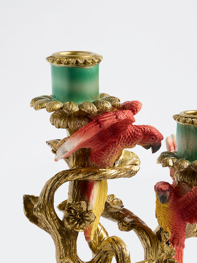 Westside Home Gold 2 Bird Design Taper Candle Holder