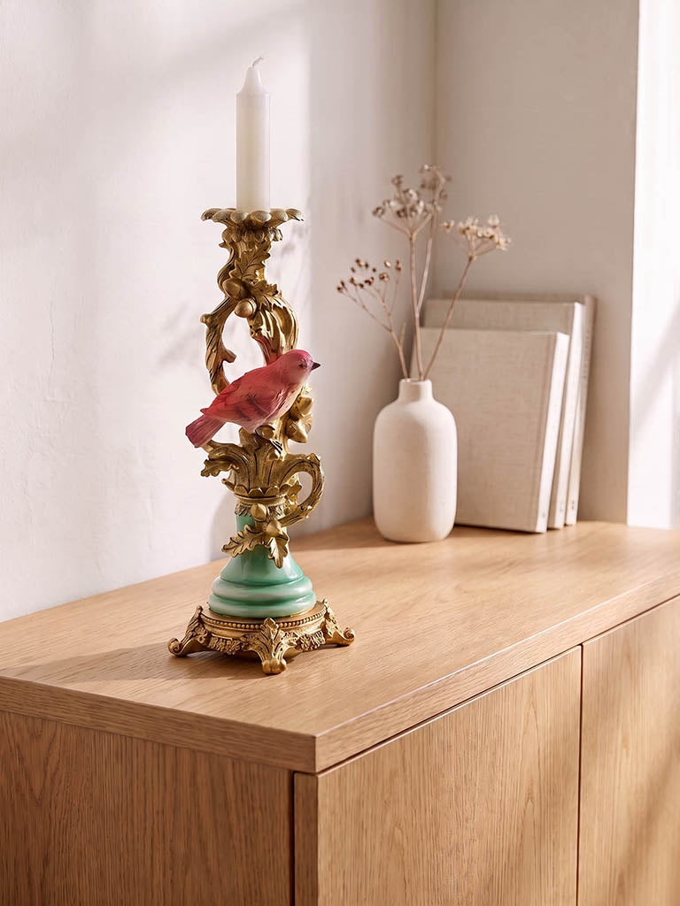 Westside Home Gold Bird Design Taper Candle Holder