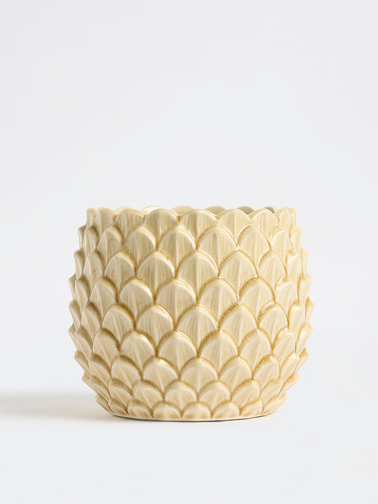 Westside Home Ivory Petal Design Ceramic Pot