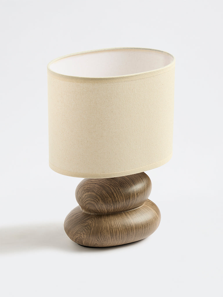 Westside Home Dark Brown Pebble Wood Table Lamp