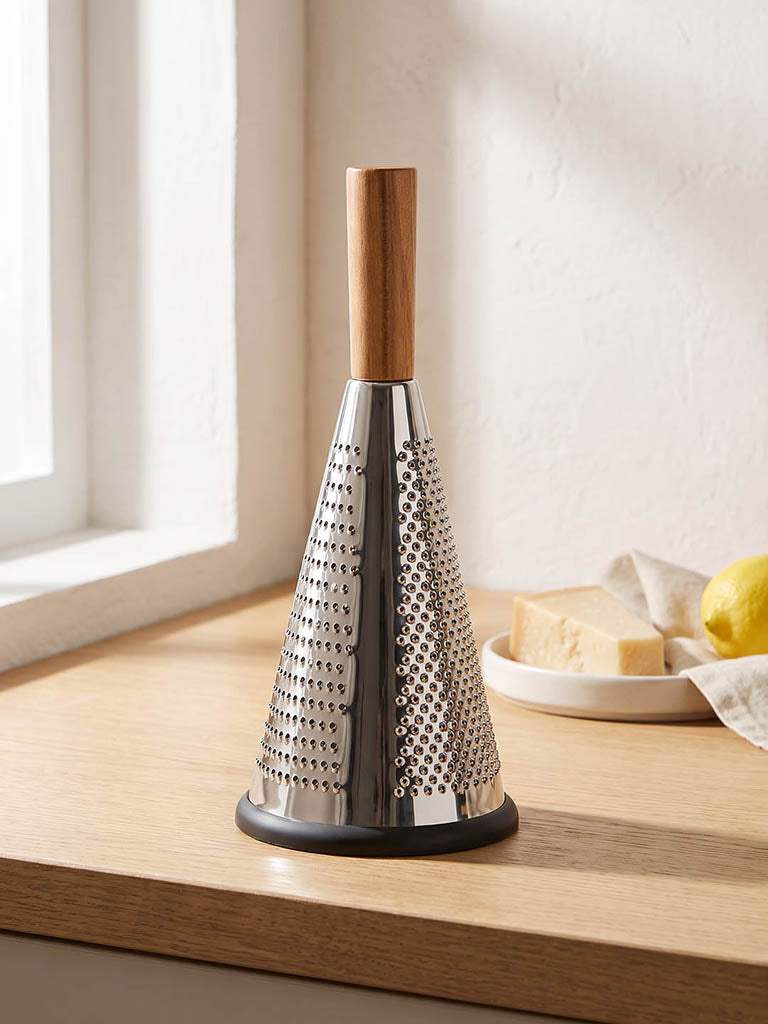 Westside Home Silver Cone Grater with Wooden Handle