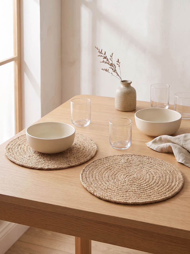 Westside Home Beige Jute Woven Placemats - Set of 2