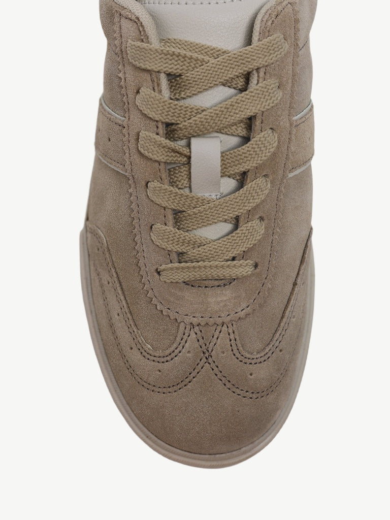LUNA BLU Light Taupe Lace-Up Textured Sneakers