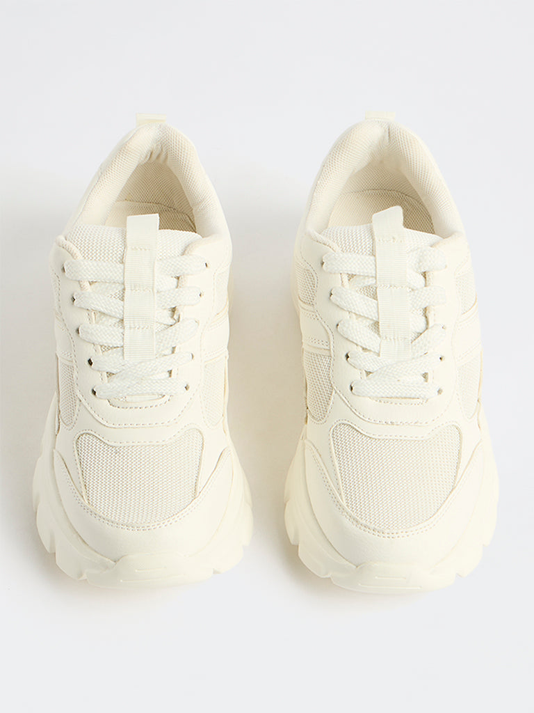 LUNA BLU White Lace-Up Sneakers