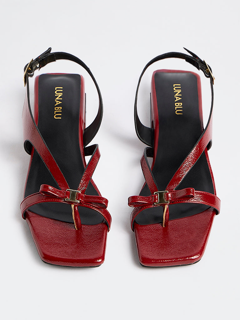 LUNA BLU Red Bow-Detail Multi-Strap Sandals