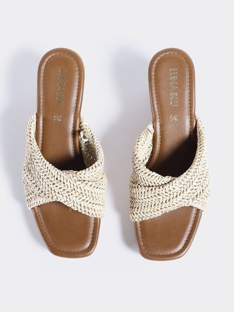LUNA BLU Natural Woven Mules