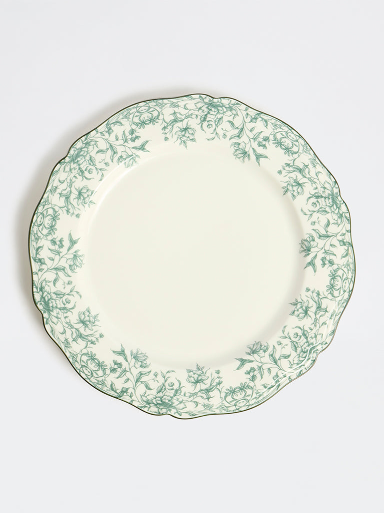 Westside Home Off-White Floral Printed Jardin Dinner Plate