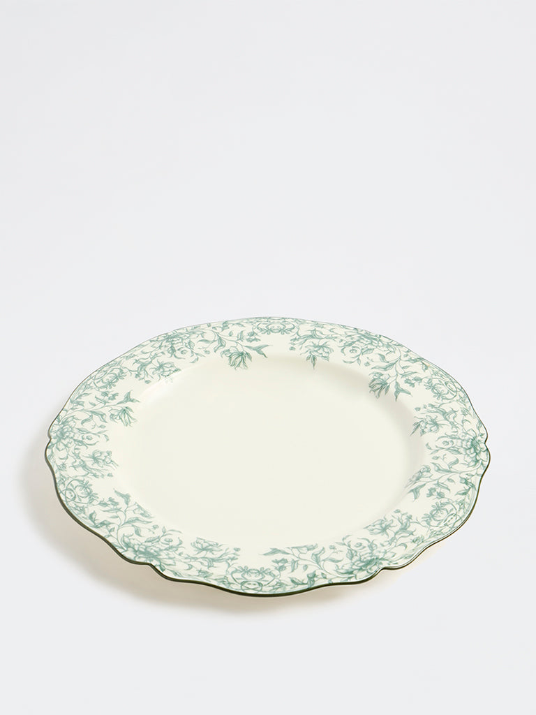 Westside Home Off-White Floral Printed Jardin Dinner Plate