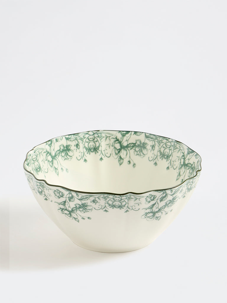Westside Home Off-White Floral Printed Jardin Bowl