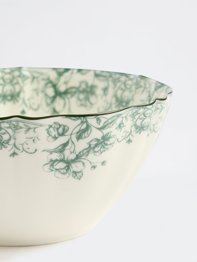 Westside Home Off-White Floral Printed Jardin Bowl