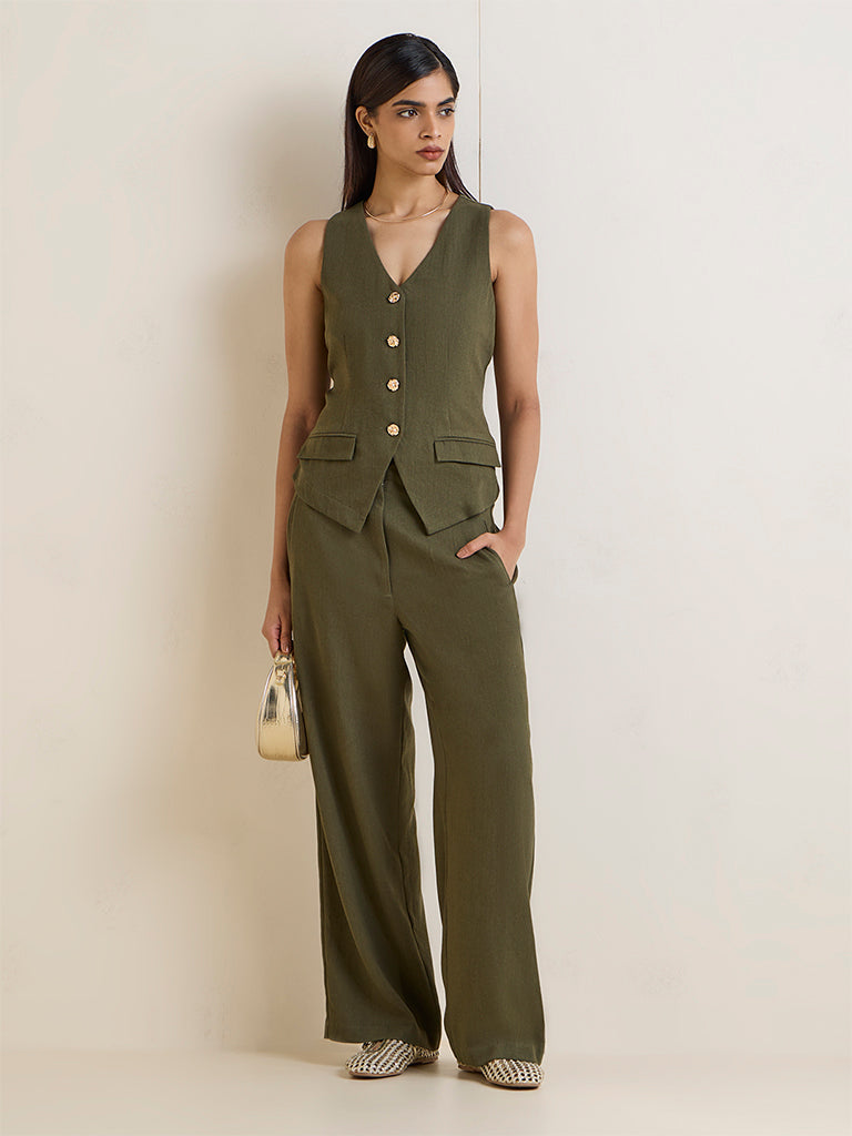 Wardrobe Olive Solid Waistcoat