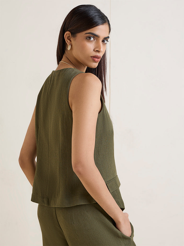 Wardrobe Olive Solid Waistcoat
