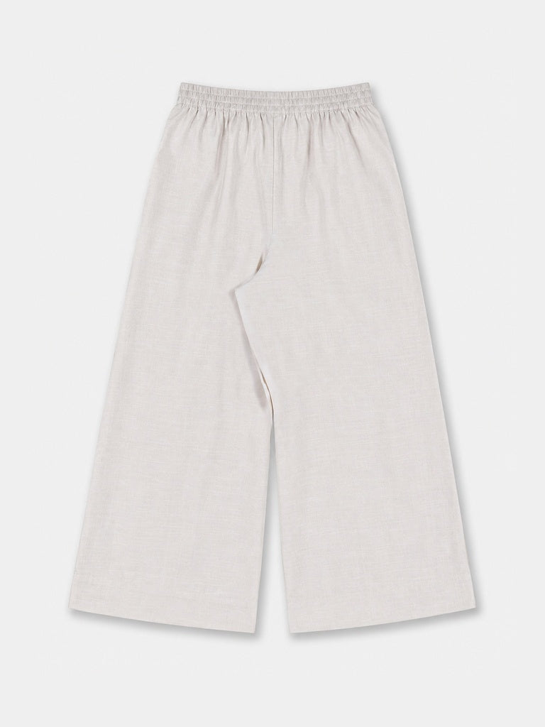 Zuba Light Beige Silk Blend Solid Pants