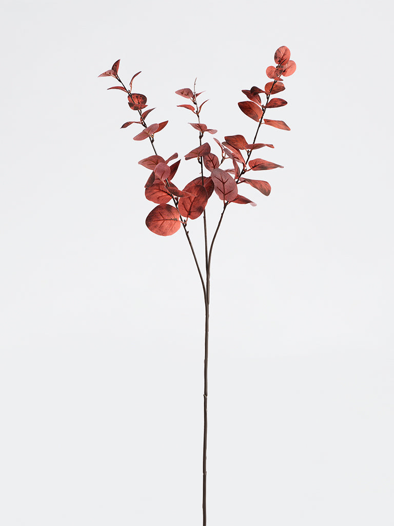 Westside Home Red Artificial Eucalyptus Leaf Stem