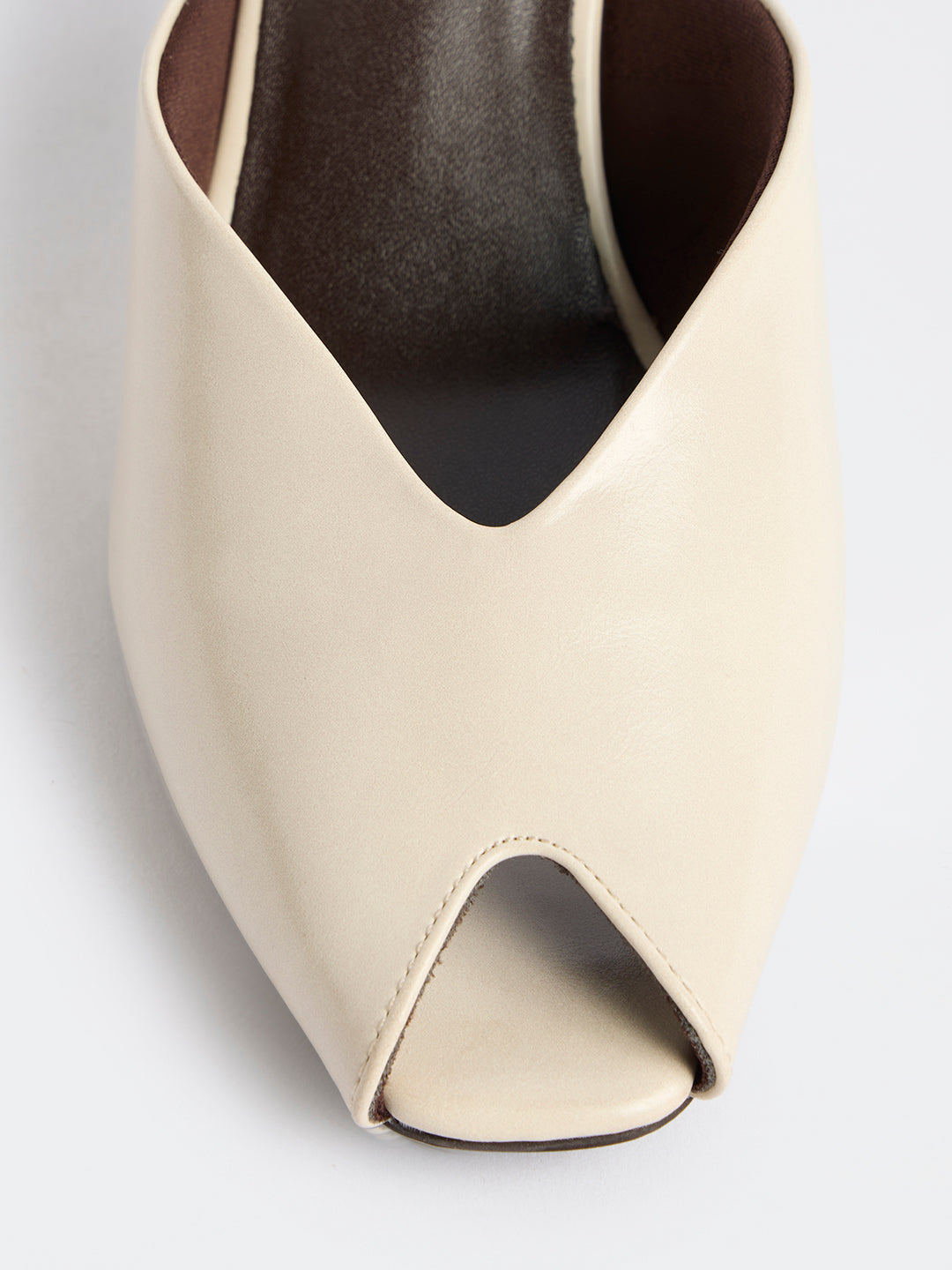 LUNA BLU Ivory Peep Toe Kitten Heel Sandals