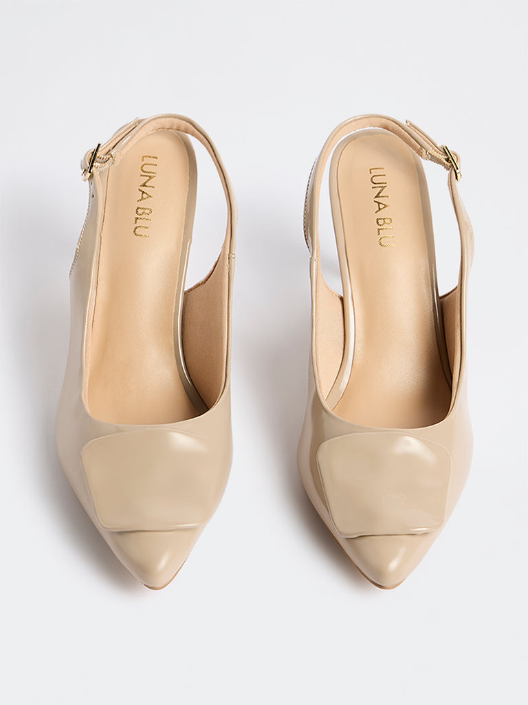 LUNA BLU Light Taupe Slingback Heel Shoes