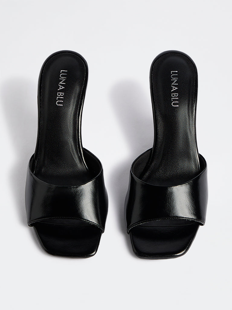 LUNA BLU Black Spool Heel Sandals