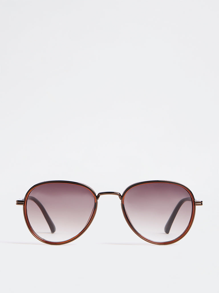 Westside Accessories Brown Round Sunglasses - Comes with a Pouch and Cleaning Cloth