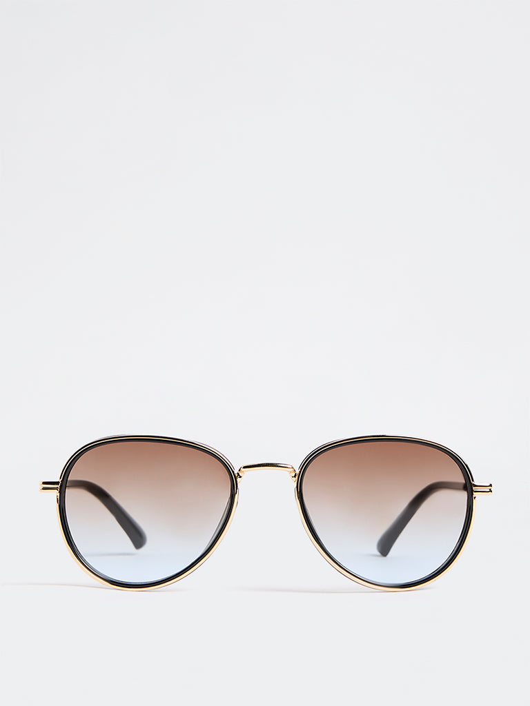 Westside Accessories Gold Round Sunglasses - Comes with a Pouch and Cleaning Cloth