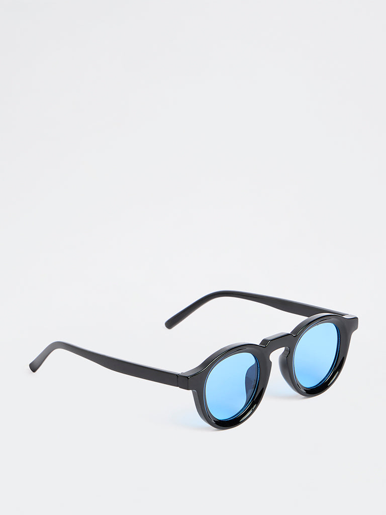 Westside Accessories Black Round Sunglasses - Comes with a Pouch and Cleaning Cloth