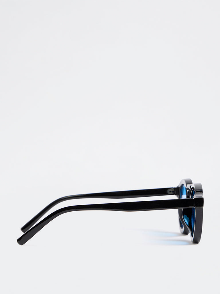 Westside Accessories Black Round Sunglasses - Comes with a Pouch and Cleaning Cloth
