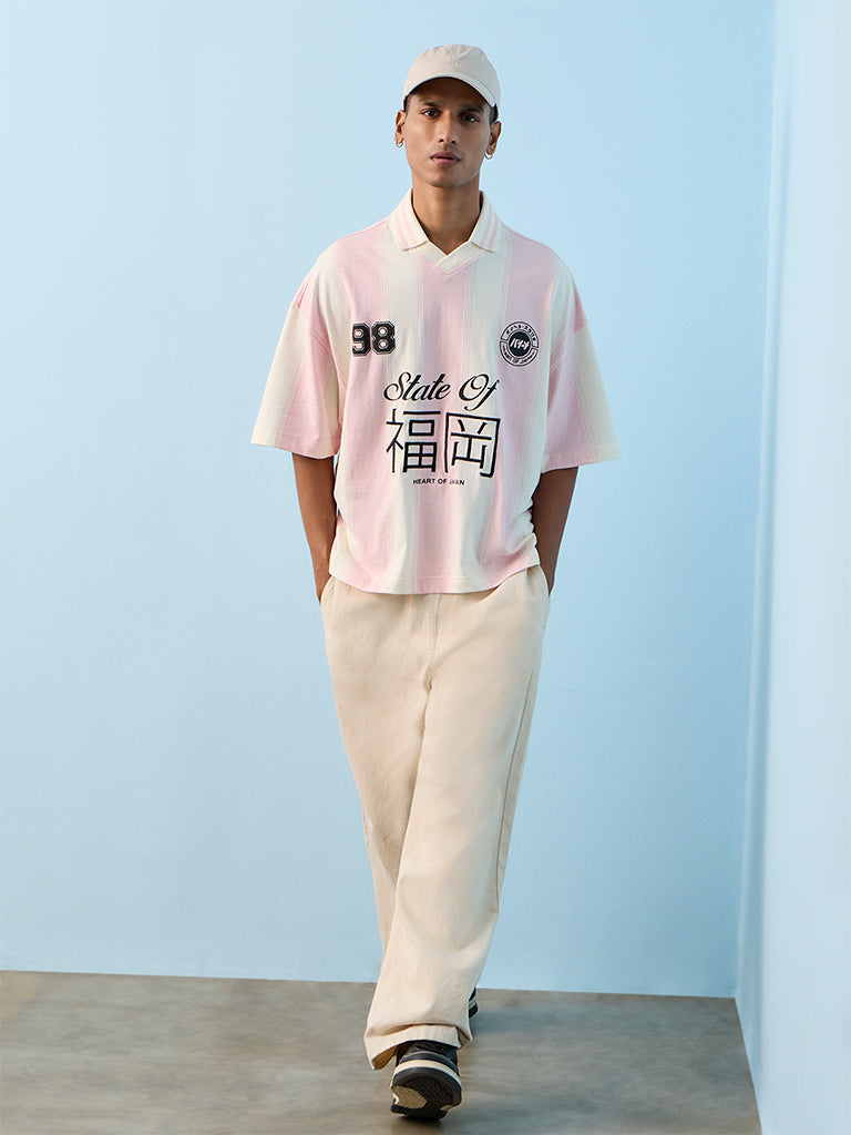 Nuon Pink Printed Relaxed-Fit T-Shirt