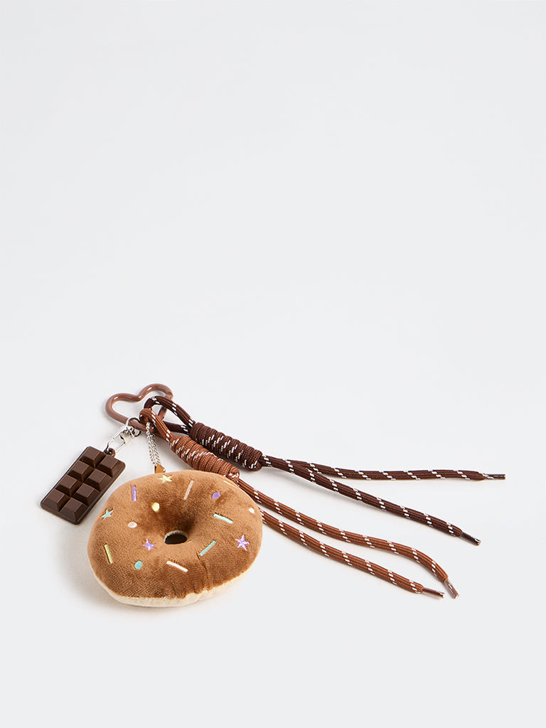 Westside Accessories Brown Cord-Detail Doughnut Bag Charm