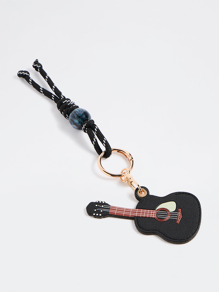 Girls Black Guitar Keychain